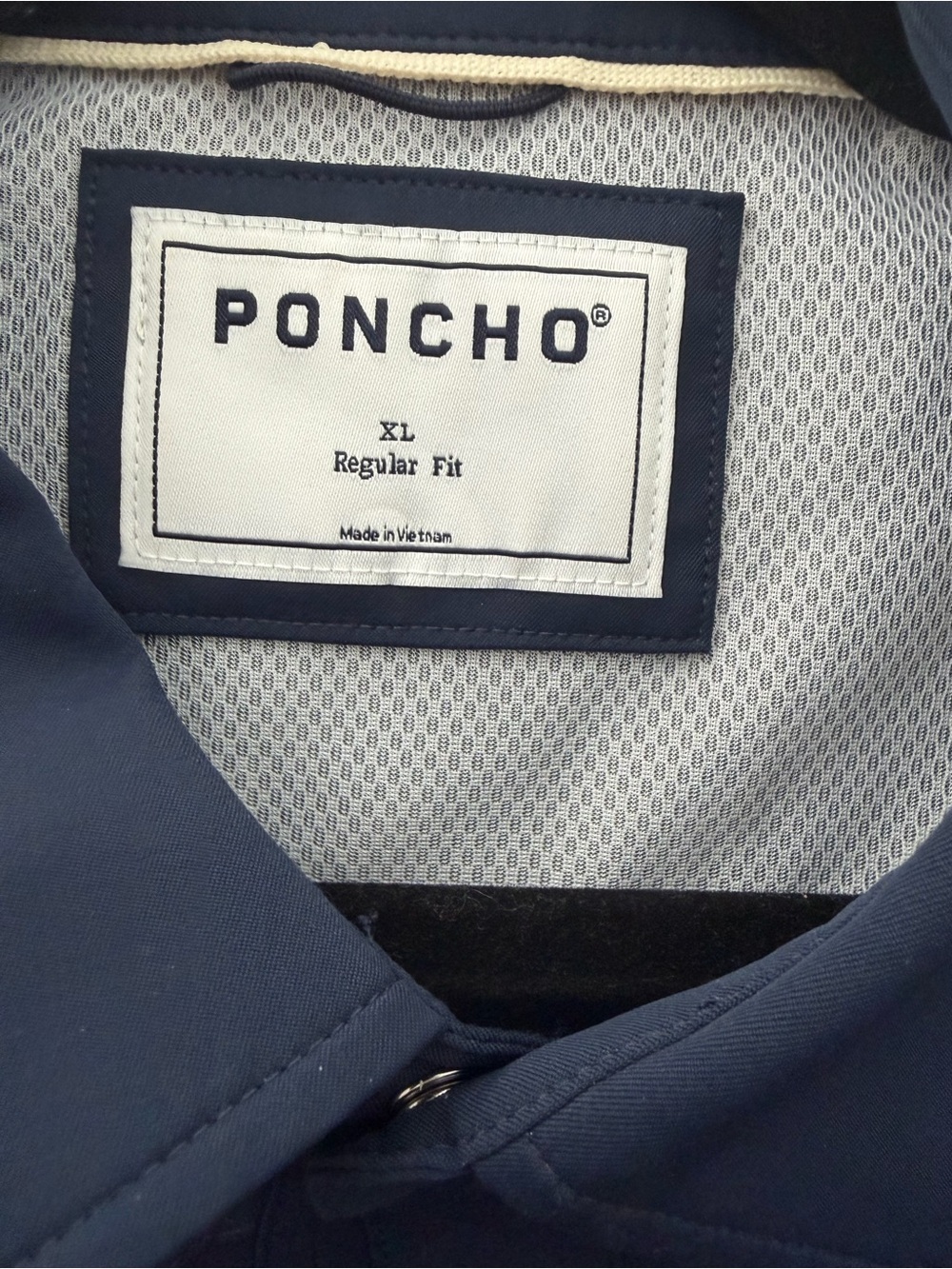 Poncho Men's Casual Button-Down Shirt in Navy - Picture 2 of 6